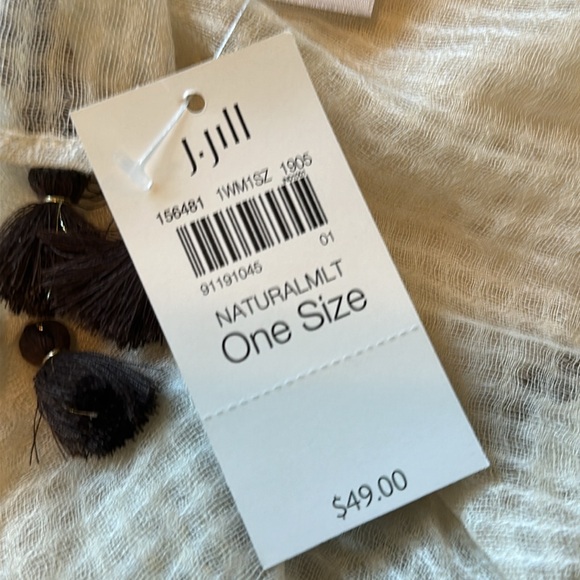 J.Jill India Scarf Tassels Gold Accents NWT - Picture 3 of 7